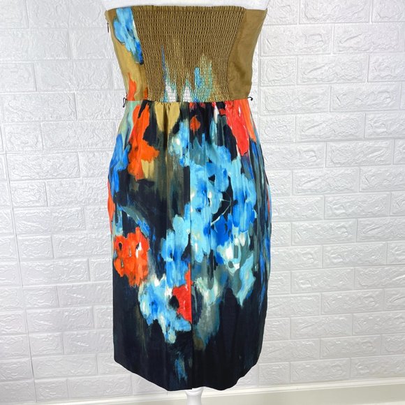 MOULINETTE SOEURS strapless abstract watercolor floral dress - SZ 10 - Picture 7 of 14